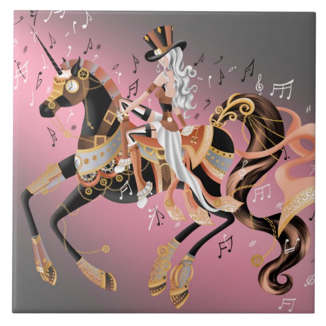 Senhora e Cavalo Mecânico Steampunk (Frente)