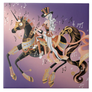 Senhora e Cavalo Mecânico Steampunk
