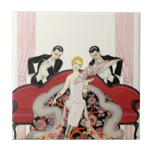 Senhora elegante no azulejo do art deco de Paris