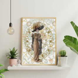 Senhora Elegante no Papel de Decoupage de Campo Fl