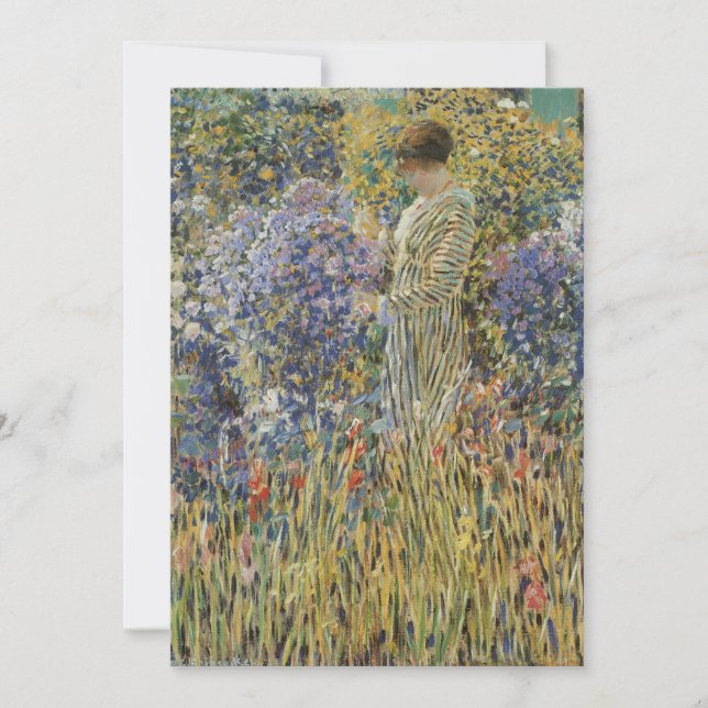 Senhora em um jardim por Frederick Frieseke, Belas (Frente)