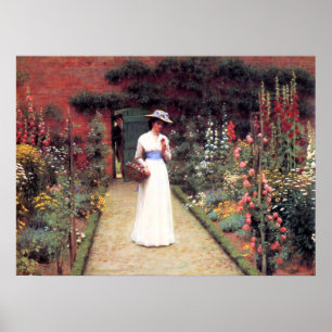 Senhora em um poster do jardim