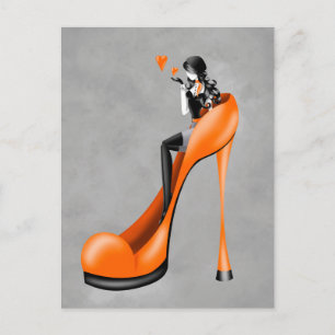 Senhora Fashionista de Salto Alto  Cartão Postal