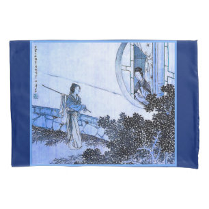 Senhora japonesa no quimono na janela do moongate