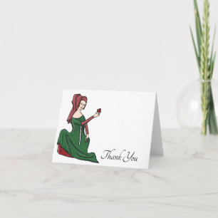 Senhora Medieval com Cartões de agradecimentos Car