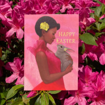 "Senhora Páscoa com Coelho." Cartão de Saudação