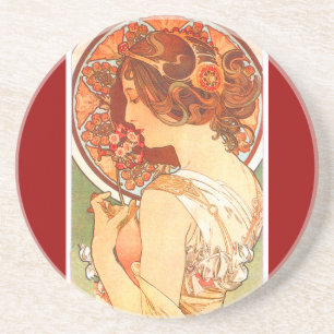 Senhora Porta copos de Nouveau da arte de Mucha