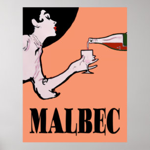 Senhora Poster do vintage do vinho do Malbec
