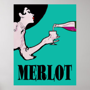Senhora Poster do vintage do vinho do Merlot