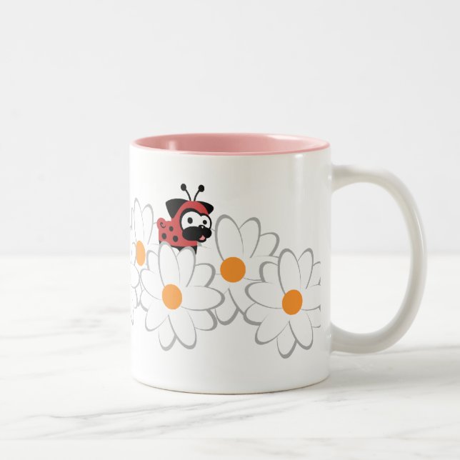 Senhora Pug Caneca (flores de White&Gray) (Direita)