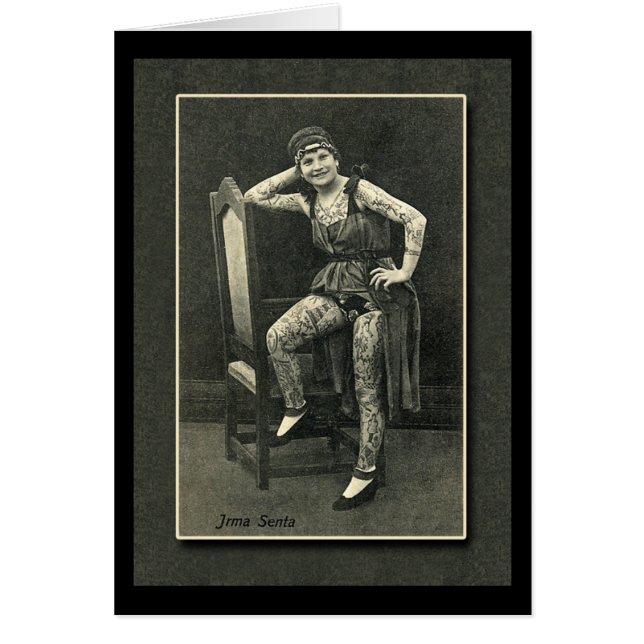 Senhora Tattooed vintage Cartão ou cartão (Frente)