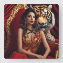 Senhora Tiger em um relógio