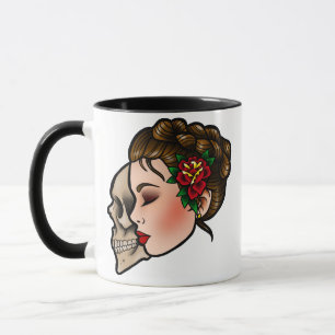 Senhora tradicional HeadCoffee Caneca do tatuagem