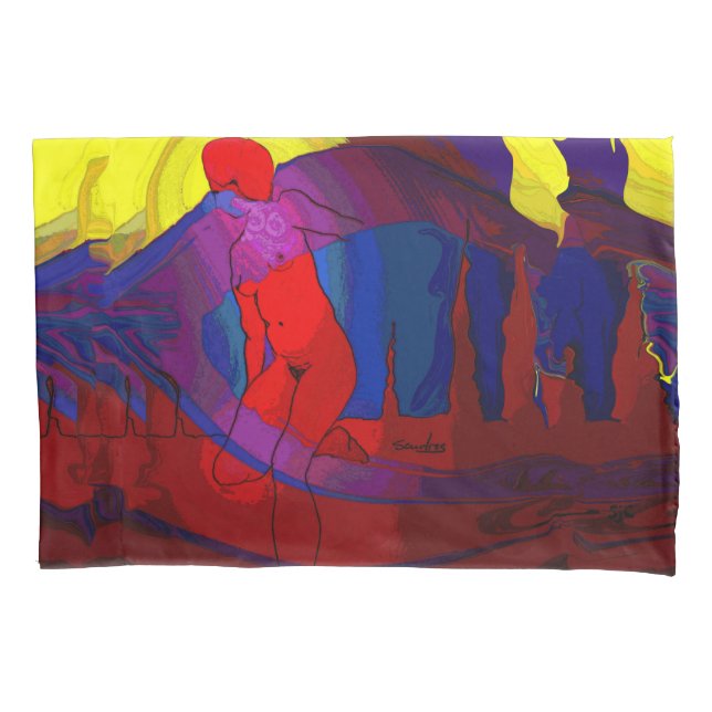 Senhora vermelha Fronha de almofada da arte (Frente)