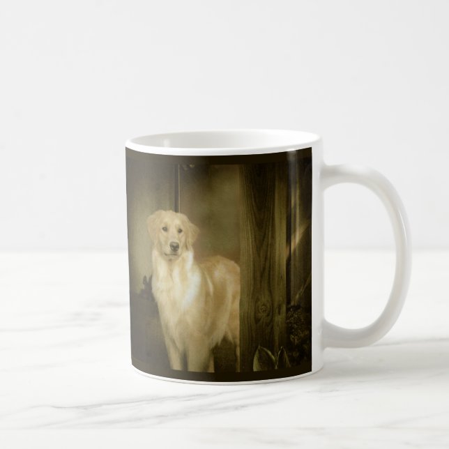 Senhora Waiting da caneca do golden retriever (Direita)
