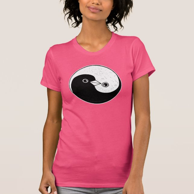Senhoras Yin Yang, pombas da paz montaram camiseta (Frente)