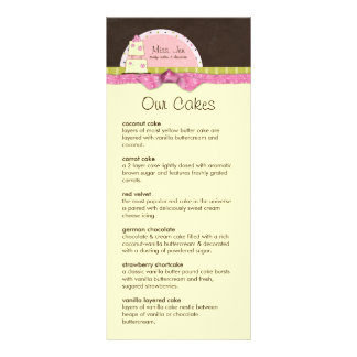 Senhorita. Cartões Rack Menu Jen