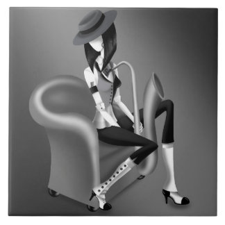 Senhorita Saxofonista - Azulejo Decorativo Inspira