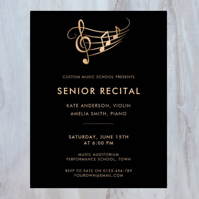 Senior Recital Music Concert Template Poster (Criador carregado)
