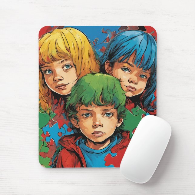 Sensibilização Autismo - Cuidados - Mousepad (Com mouse)