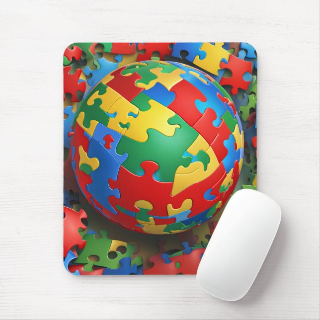Sensibilização Autismo - Cuidados - Mousepad (Com mouse)