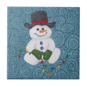 Sentado Azulejo Snowman
