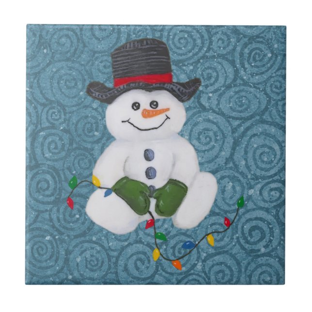 Sentado Azulejo Snowman (Frente)