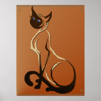 Sentado Bonito Siamese Cat Poster