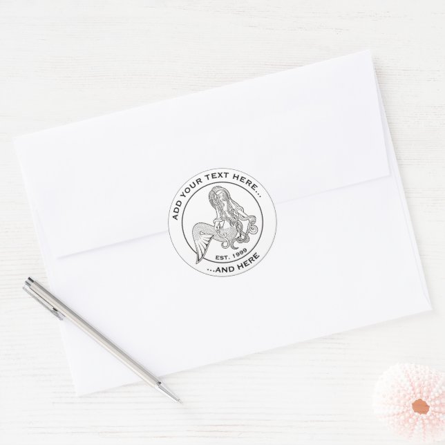 Sentado com adesivos Selo de Envelope de Sereia (Envelope)