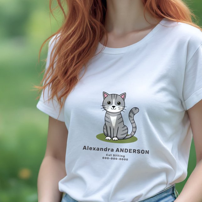 Sentado de Gato de Cartoon (Cartoon Cat Sitting T-Shirt)