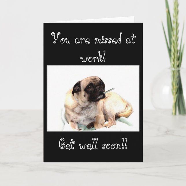 Sentiu falta do cartão de saudação de pug no traba (Frente)