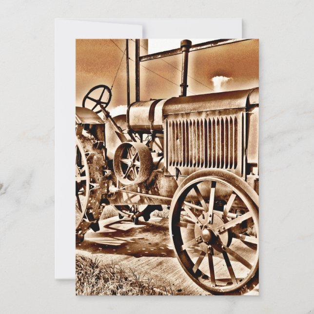 Sepia Clássica de Equipamento de Fazenda de Trator (Frente)