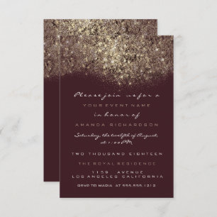 Sepia Dourada Sparkly Glitter Burgundy Convite