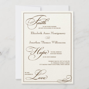 Sepia Faith Hope Curva Convite De Casamento