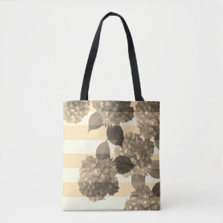 Sepia Hydrangea com Stripes Bolsa