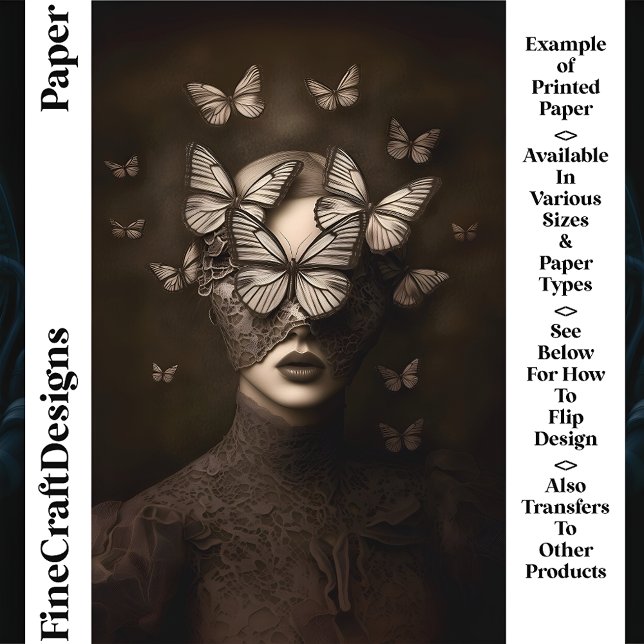 Sepia Lace & Butterflies Folha Cegos Documento de  (Criador carregado)