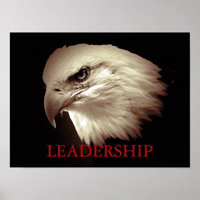 Sepia Motivational Leadership Eagle Eyes Poster (Frente)
