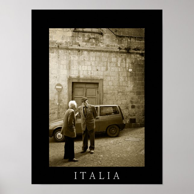Sépia na rua italiana e poster preto impressão (Frente)