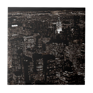 Sepia Nova Iorque Night Skyline