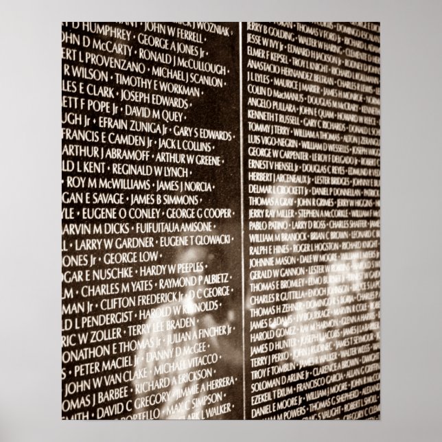 Sépia POSTER Reflexões No Muro Da Guerra Do Vietnã (Frente)