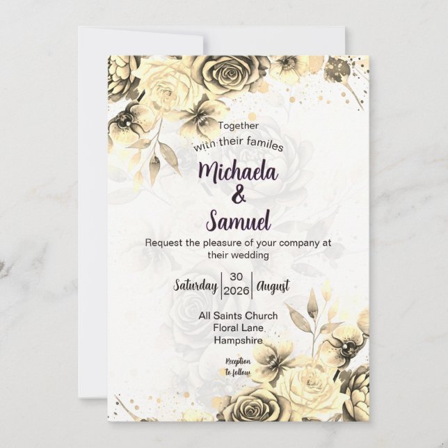 Sepia Rose - Convite de casamento (Frente)