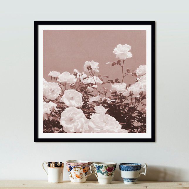 Sepia Roses Floral Garden Photo Art Print Poster (Criador carregado)