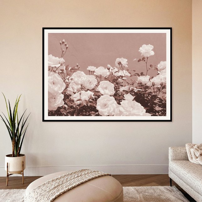 Sepia Roses Floral Garden Photo Art Print Poster (Criador carregado)