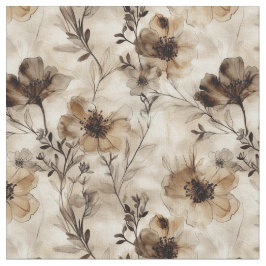 Sepia Tecido de flores selvagens