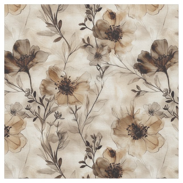 Sepia Tecido de flores selvagens (Detalhe)