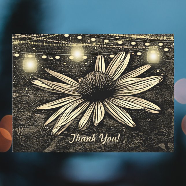 Sepia Tonelada Coneflower sob Luzes Jar Obrigado (Criador carregado)