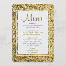 Sequins do ouro do menu | do comensal
