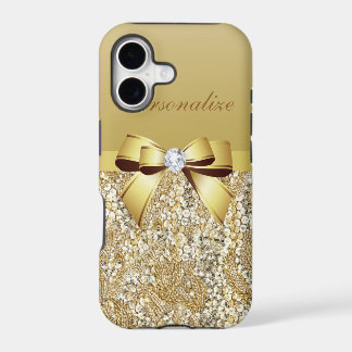 Sequins Dourados, arco & diamante personalizados
