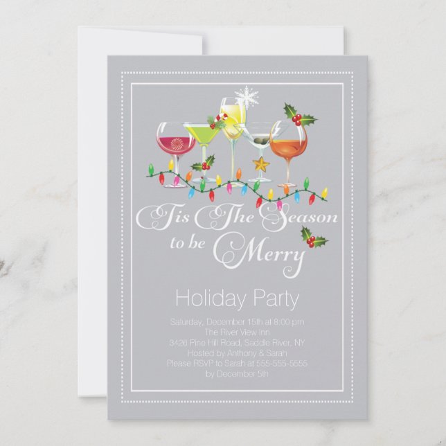 Ser Convite de festas de Coquetel de Feriado Feliz (Frente)