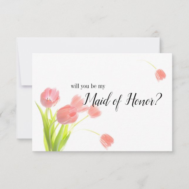 Será Minha Dama de Honra Tulipas Rosa Suave (Frente)